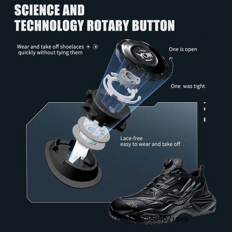 Plus Size Orthopedic Sports Sneakers Steel Toe Rotary Button Stylish