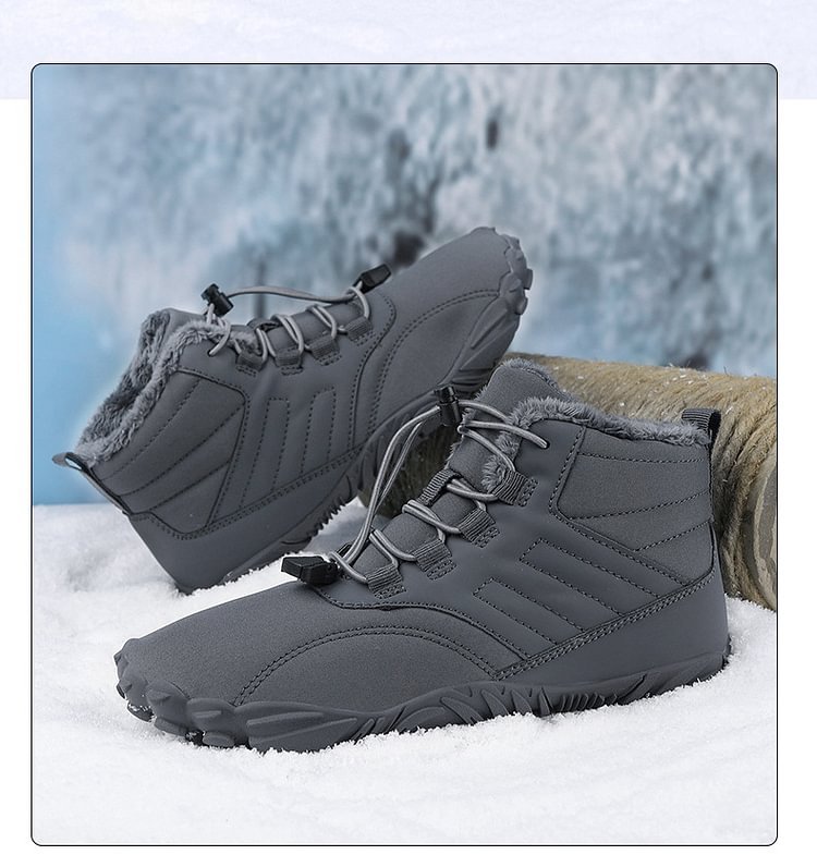 Winter Plush Warm Waterproof Anti-Slip Barefoot Shoes Outdoor Hiking Sneakers