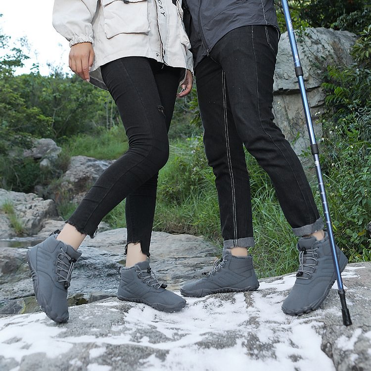 Winter Plush Warm Waterproof Anti-Slip Barefoot Shoes Outdoor Hiking Sneakers