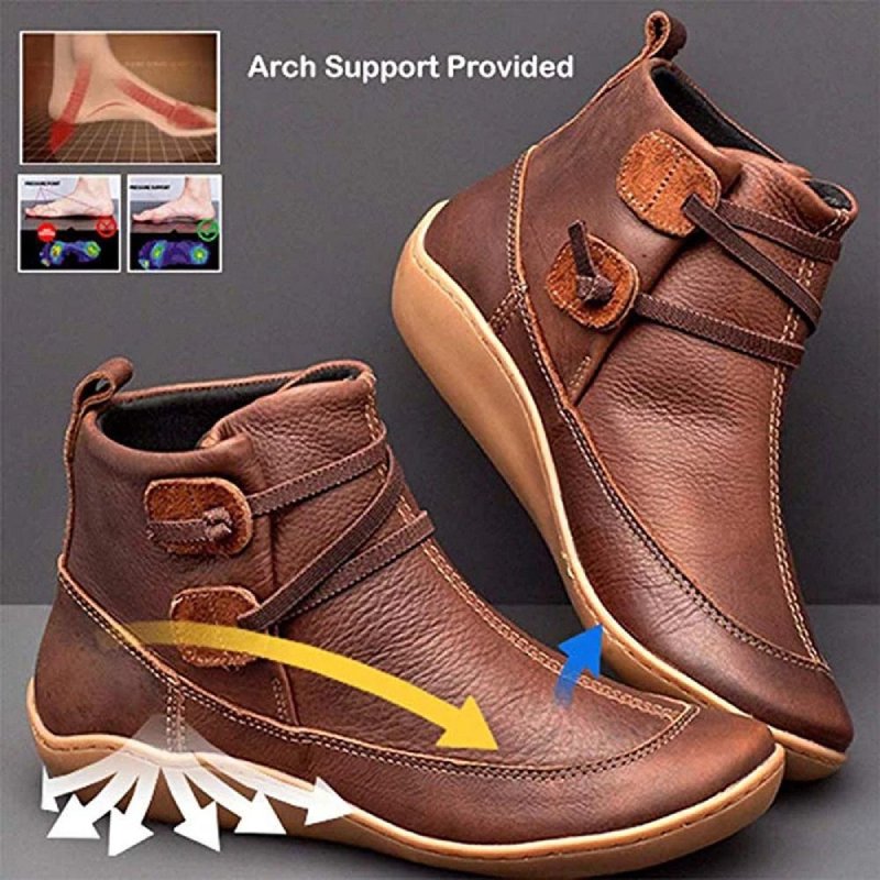 Women Snow Ankle Boots Waterproof Leather Orthopedic Shoes