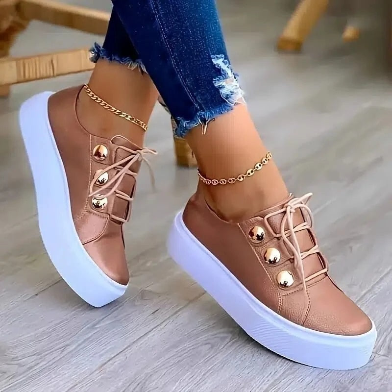 Orthopedic Women Shoes Arch Support Breathable Comfortable Round Toe Box Lace Up Anti-Slip Fashion Shoes