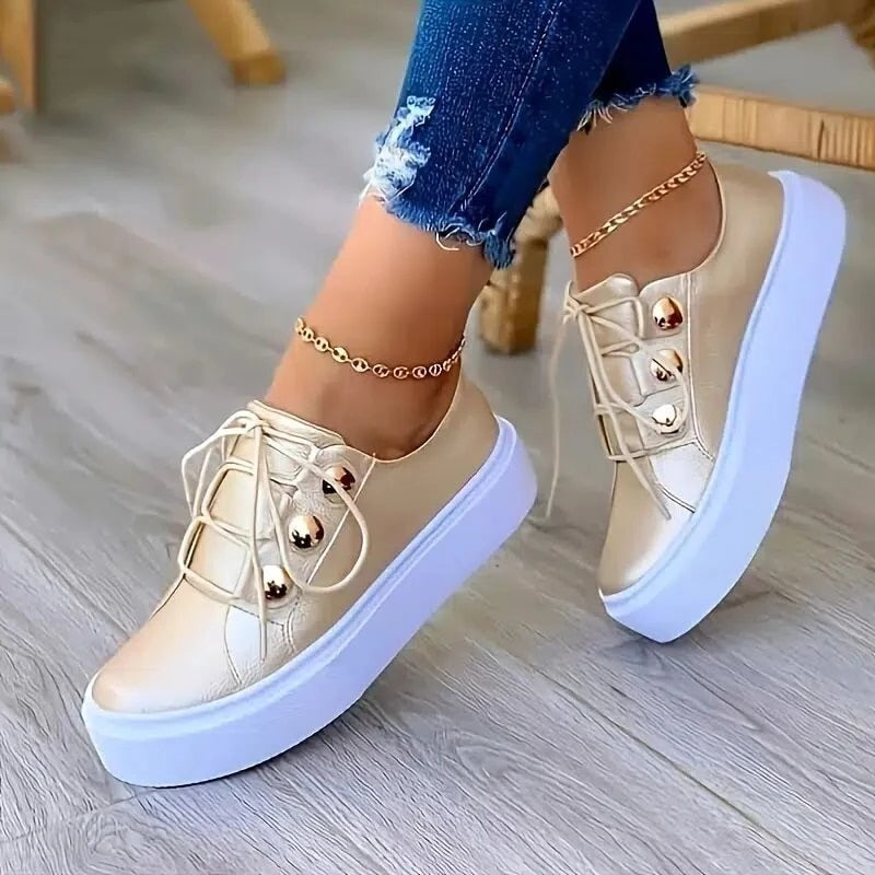 Orthopedic Women Shoes Arch Support Breathable Comfortable Round Toe Box Lace Up Anti-Slip Fashion Shoes