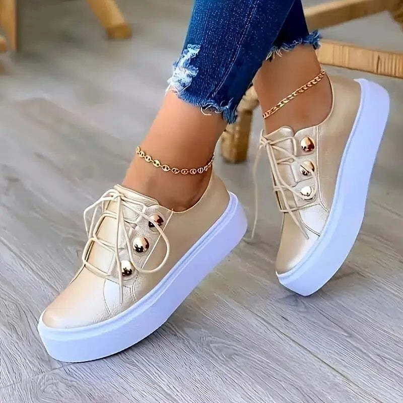 Orthopedic Women Shoes Arch Support Breathable Comfortable Round Toe Box Lace Up Anti-Slip Fashion Shoes