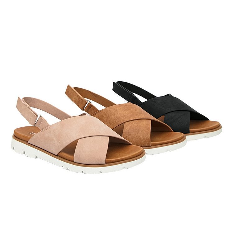 Elastic Flat Bunion Protective Wide Sandals