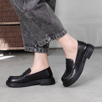 Big Toe Wide Fit Leather Penny Loafers In Black/Coffee