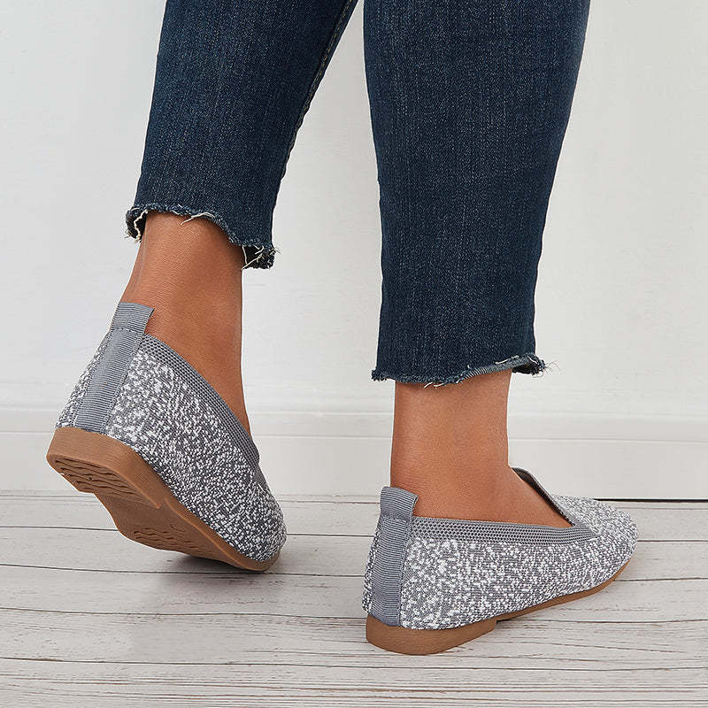 Soft Knit Slip on Flat Shoes Breathable Mesh Loafers