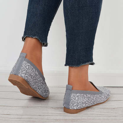 Soft Knit Slip on Flat Shoes Breathable Mesh Loafers
