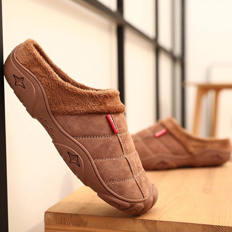 Fleece Warm Slippers For Men Basic Winter Shoes