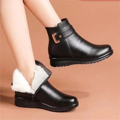 Orthopedic Women Arch Support Leather Metal Buckle Velvet Boots