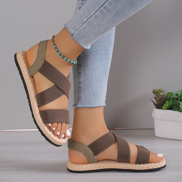 Women's Orthopedic Stretch Sandals Cork Espadrille Roman Sandals