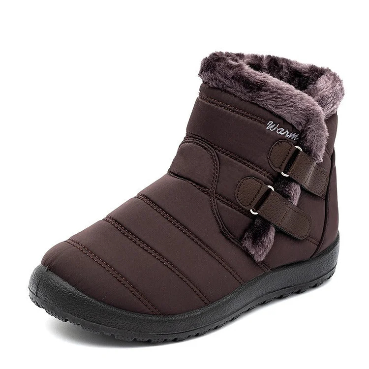 Women Waterproof Warm Plush Fleece Lining Slip On Snow Boots