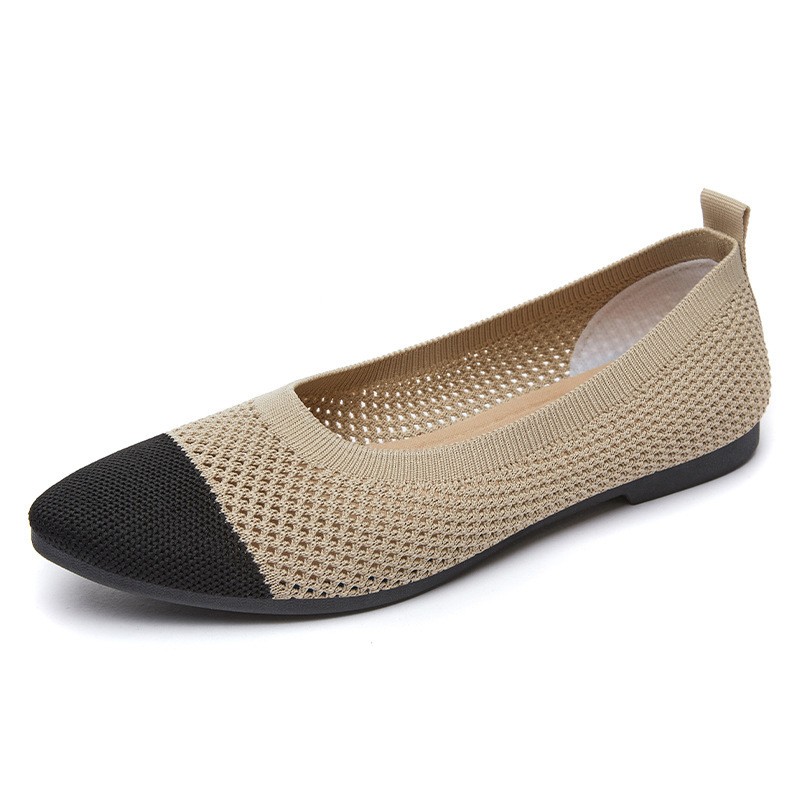 Soft-Knit Pointed Toe Knit Ballet Flat Shoes