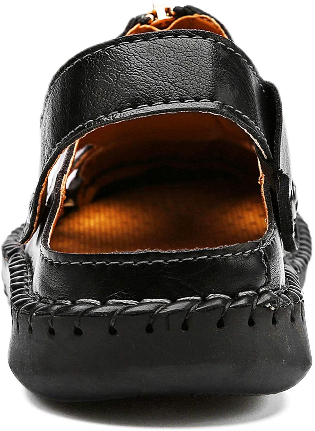 Men's Fisherman Beach Sandals Casual Closed Toe Leather Handmade Sandals Adjustable for Walking Outdoors