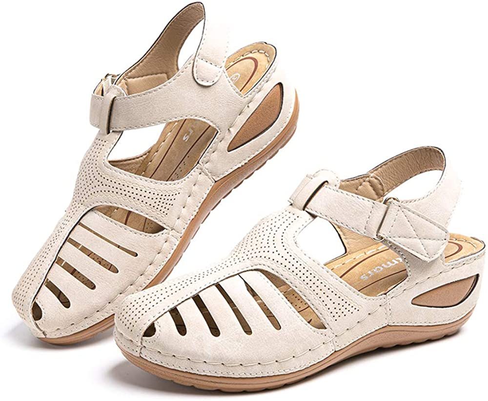 Womens Summer Hollow Closed Toe Wedge Casual Sandals