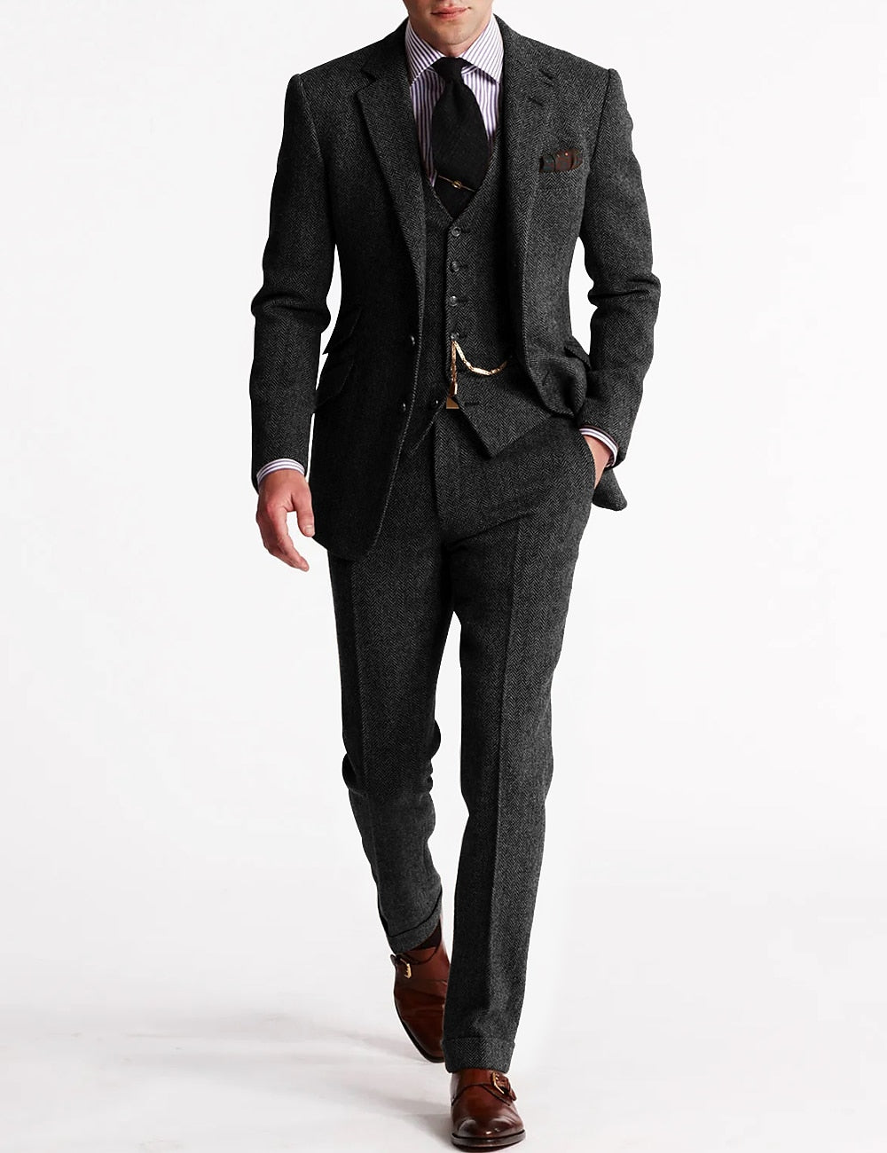 Men's Tweed 3-Piece Tuxedo Suit