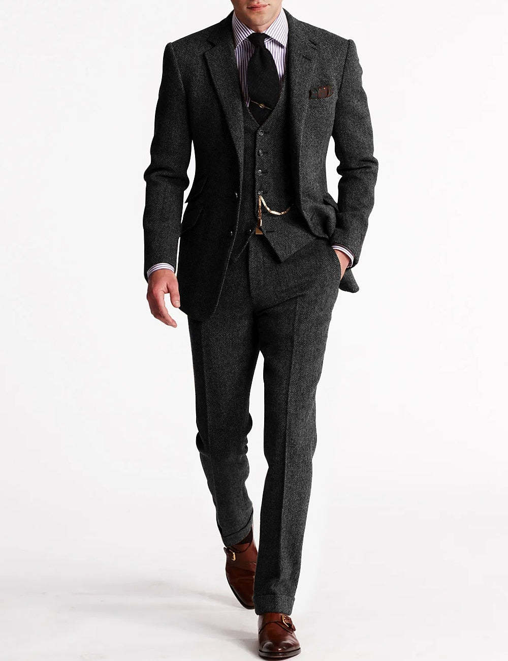 Men's Tweed 3-Piece Tuxedo Suit