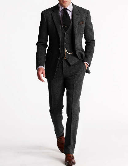 Men's Tweed 3-Piece Tuxedo Suit
