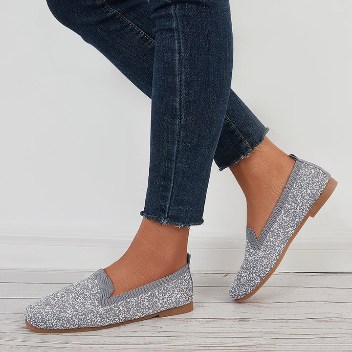 Soft Knit Slip on Flat Shoes Breathable Mesh Loafers