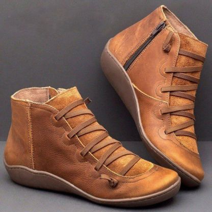 Women Leather Waterproof Orthopedic Vintage Boots