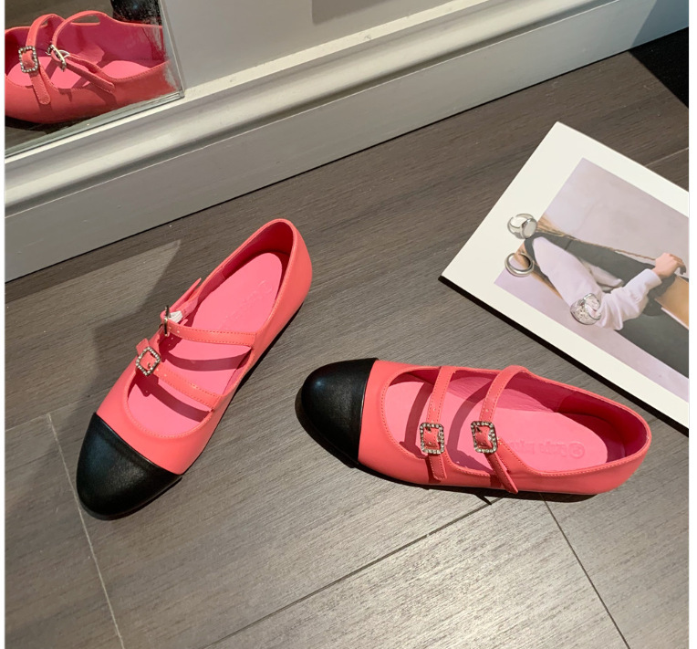 Ruond Toe Low Heel Mary Jane Pumps Buckle Dress Shoes
