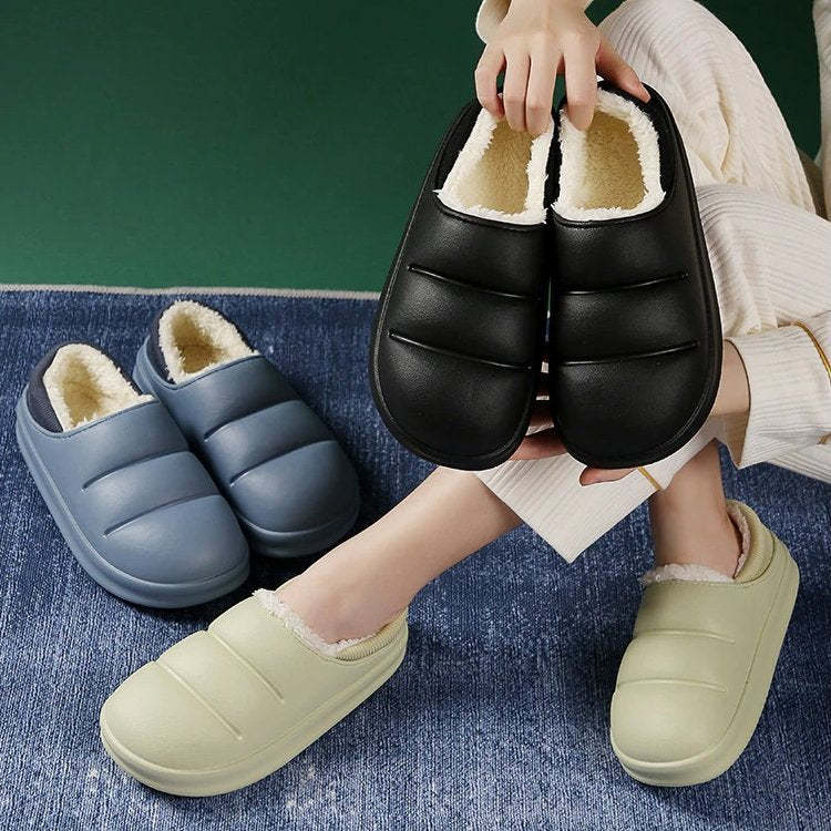 Winter Women Fur Slippers Waterproof Warm Plush Indoor Home