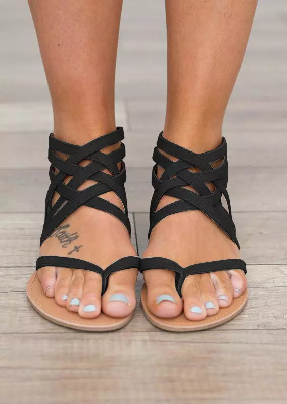 Women's Summer Cross-Tied Zipper Flat Sandals