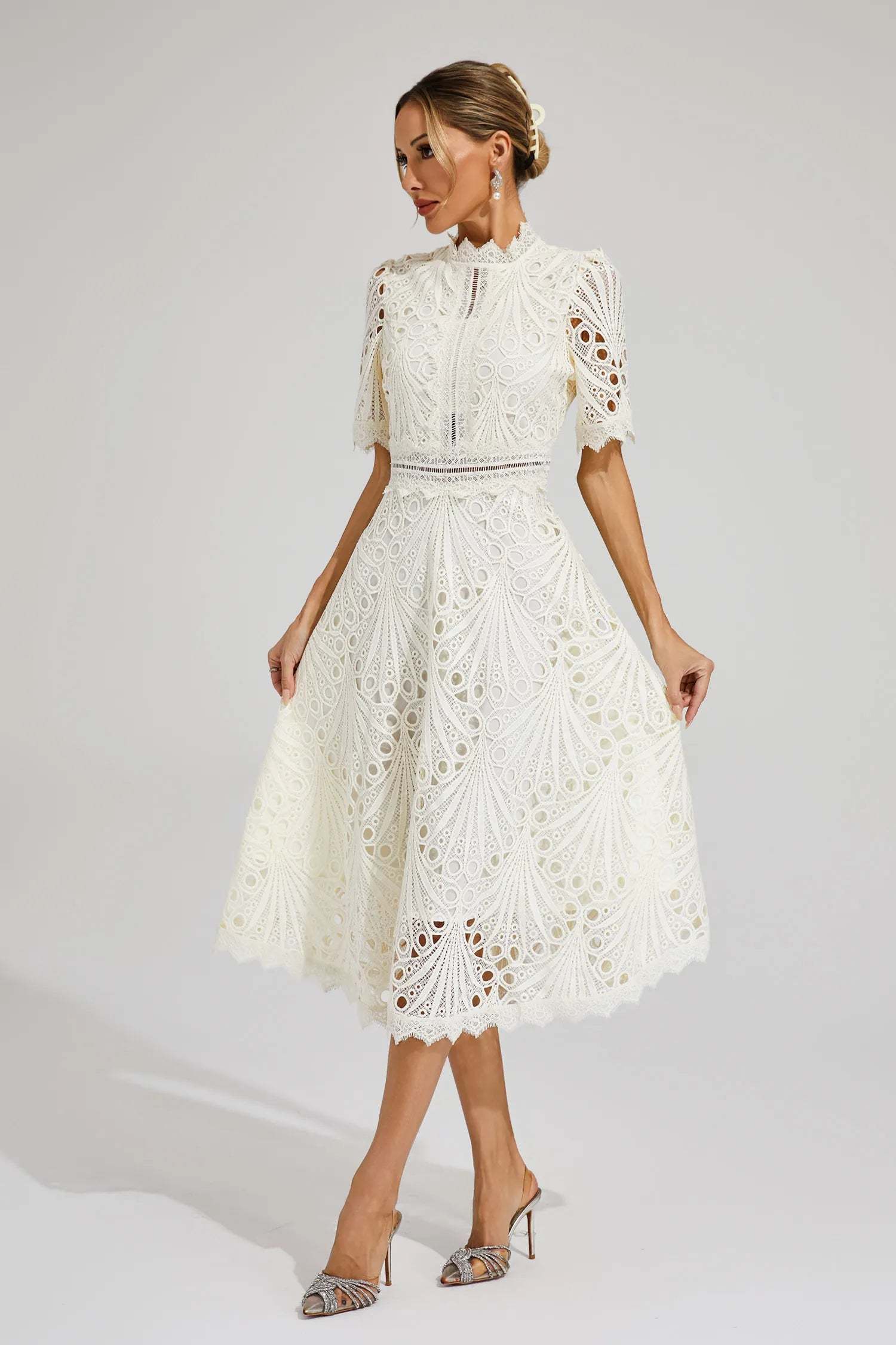 Elegant Lace Midi Dress for Women