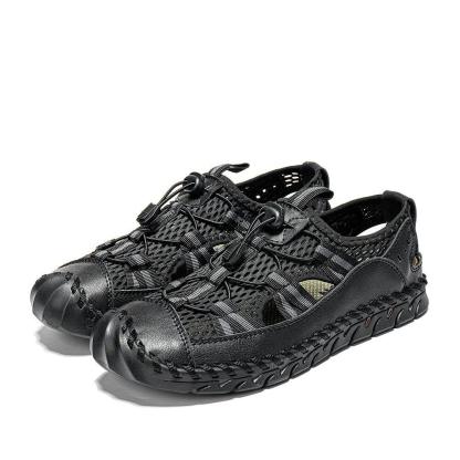 Men's Closed Toe Mesh Splicing Water Shoes Outdoor Microfiber Leather Sandals
