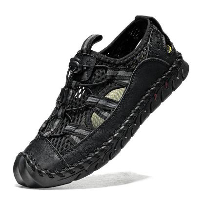 Men's Closed Toe Mesh Splicing Water Shoes Outdoor Microfiber Leather Sandals