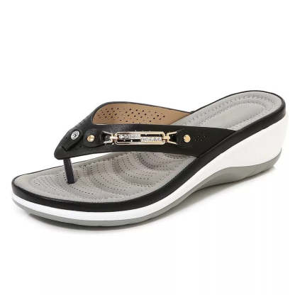 Women’s Arch Support Soft Cushion Leather Flip Flops Sandals