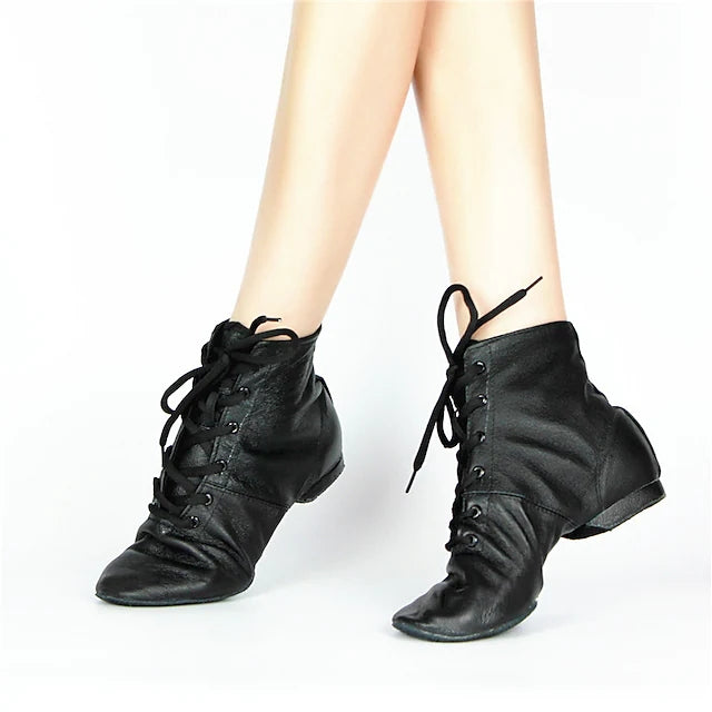 Women's Leather Flat Heel Teaching & Practice Shoes Ballroom Dance Shoes