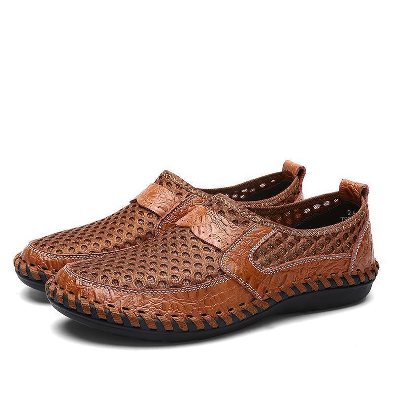 Men's Water Shoes Stitching Honeycomb Mesh Soft Loafers Breathable Outdoor Casual Shoes