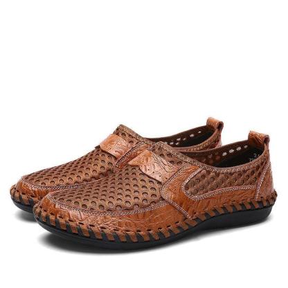 Men's Water Shoes Stitching Honeycomb Mesh Soft Loafers Breathable Outdoor Casual Shoes