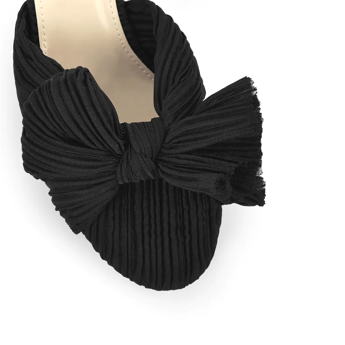 Women's Chunky Heel Pleated Bow Sandals