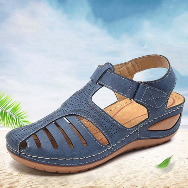 Womens Summer Hollow Closed Toe Wedge Casual Sandals