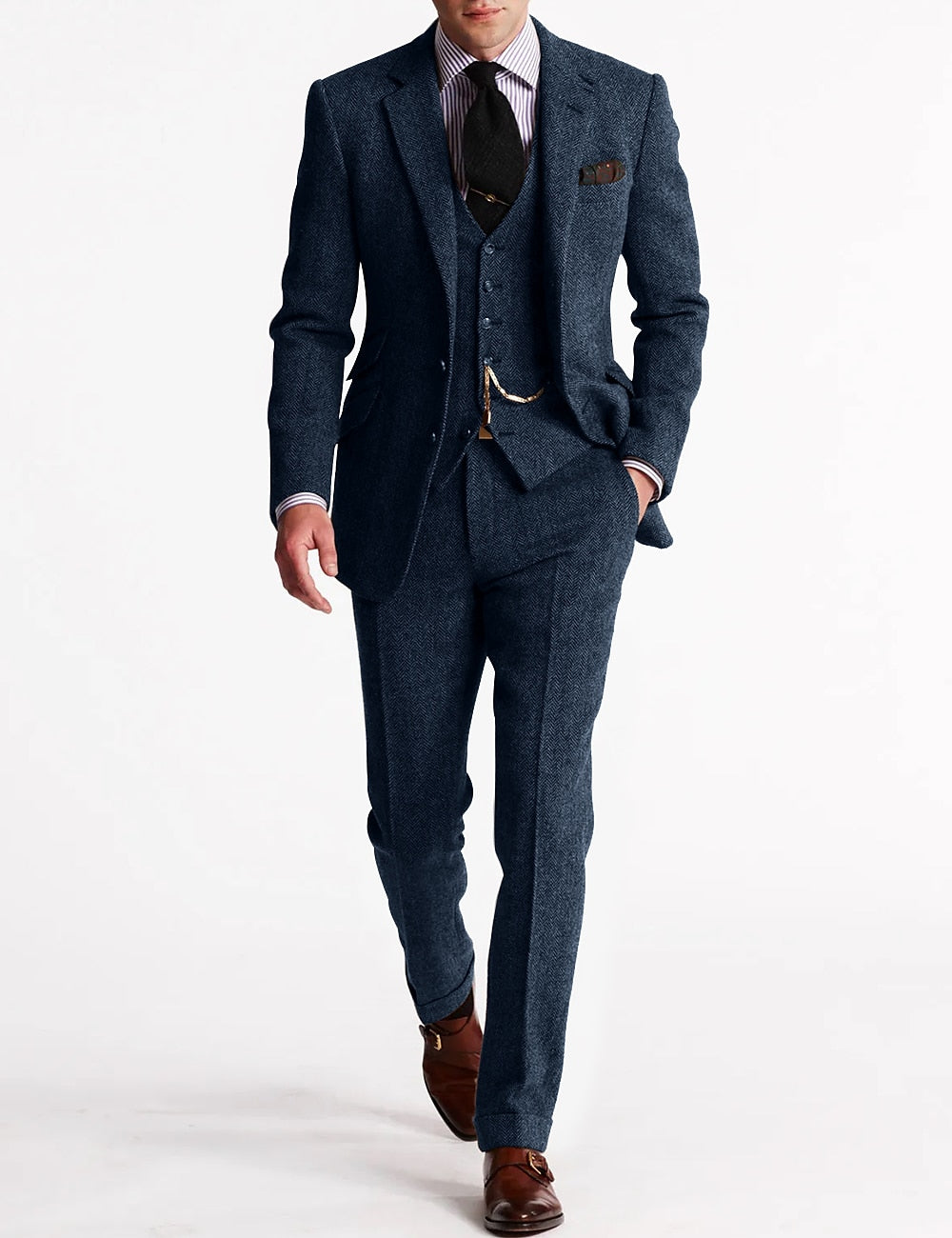 Men's Tweed 3-Piece Tuxedo Suit