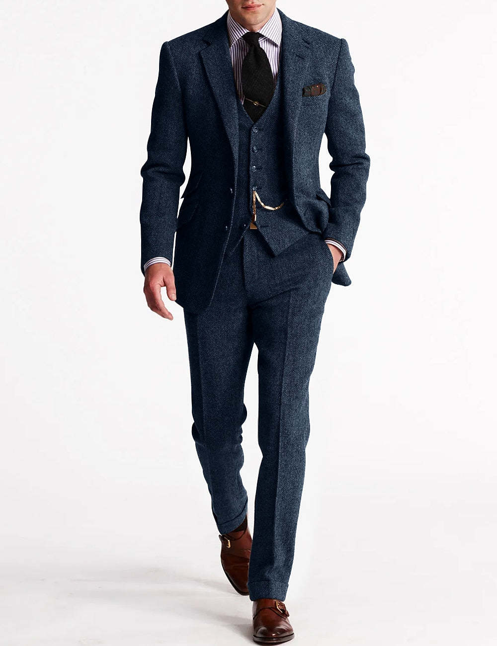 Men's Tweed 3-Piece Tuxedo Suit