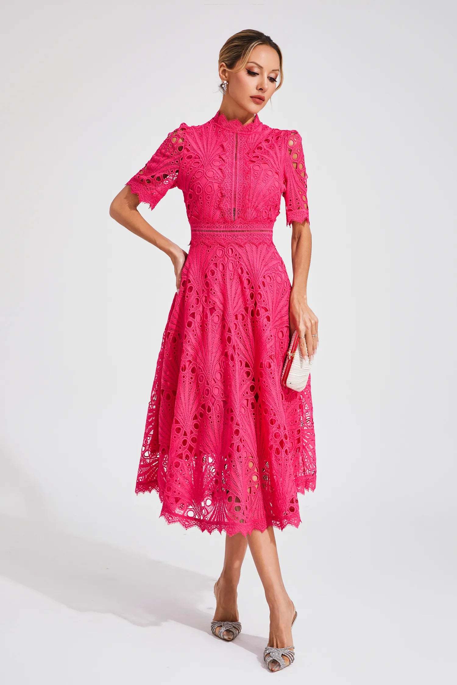 Elegant Lace Midi Dress for Women