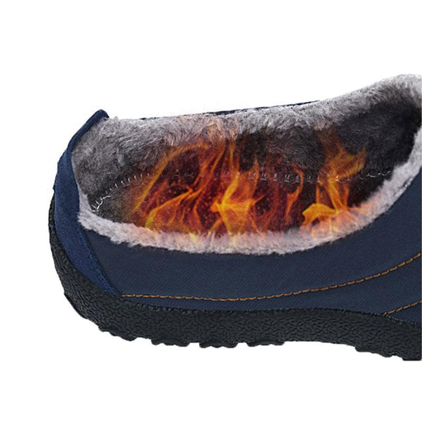 Men's Plush Lining Waterproof Fabric Slip On Soft Sole Casual Slipper