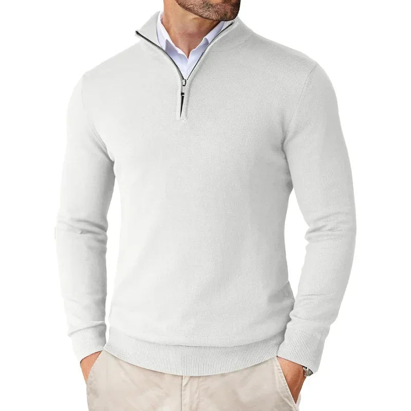 Men's Cotton Blend Zip Neck Sweater