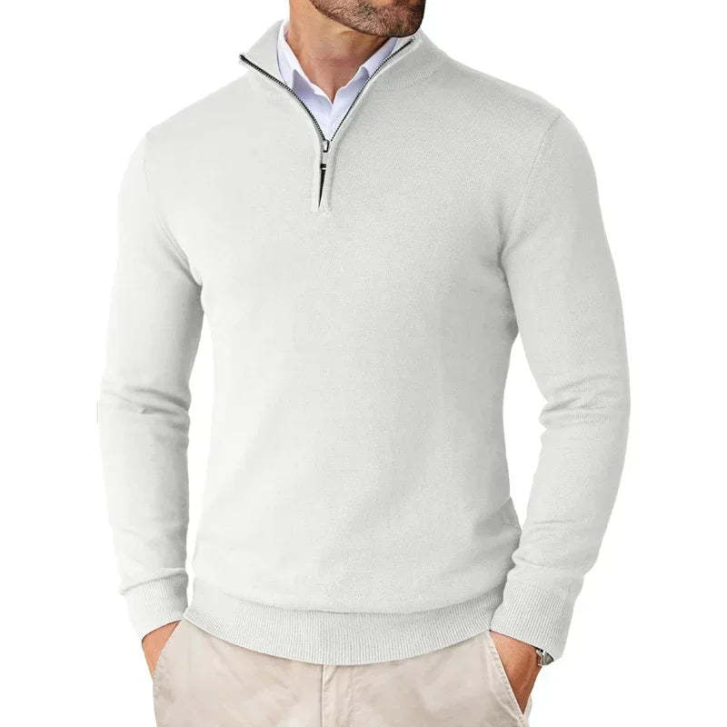 Men's Cotton Blend Zip Neck Sweater