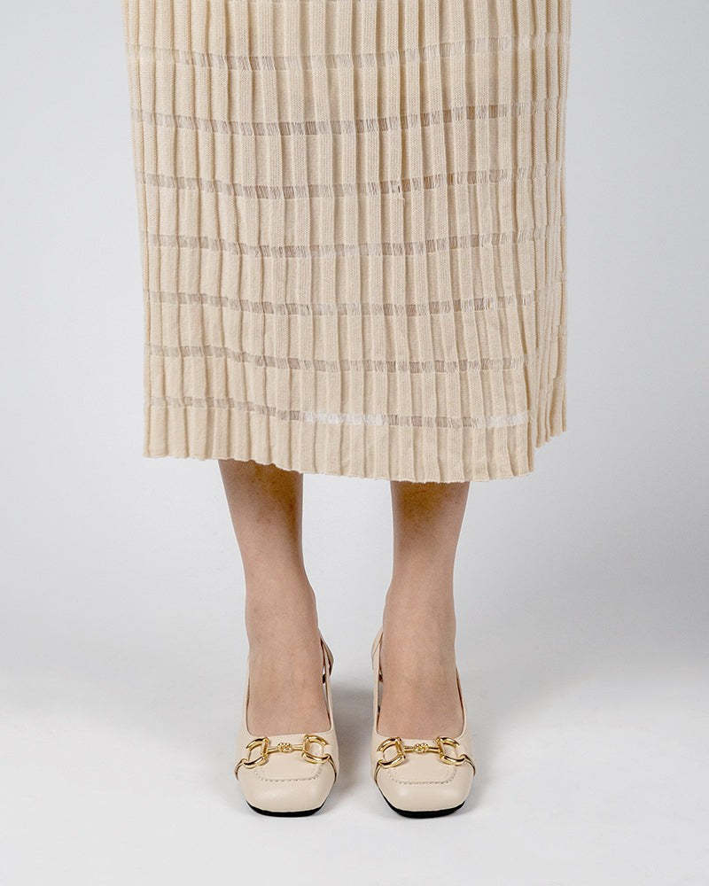 Classic Metal Buckle Slingback Low-Heel Chunky Heels Sandals