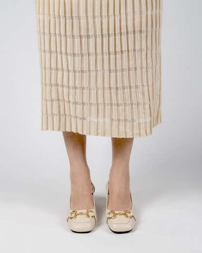 Classic Metal Buckle Slingback Low-Heel Chunky Heels Sandals