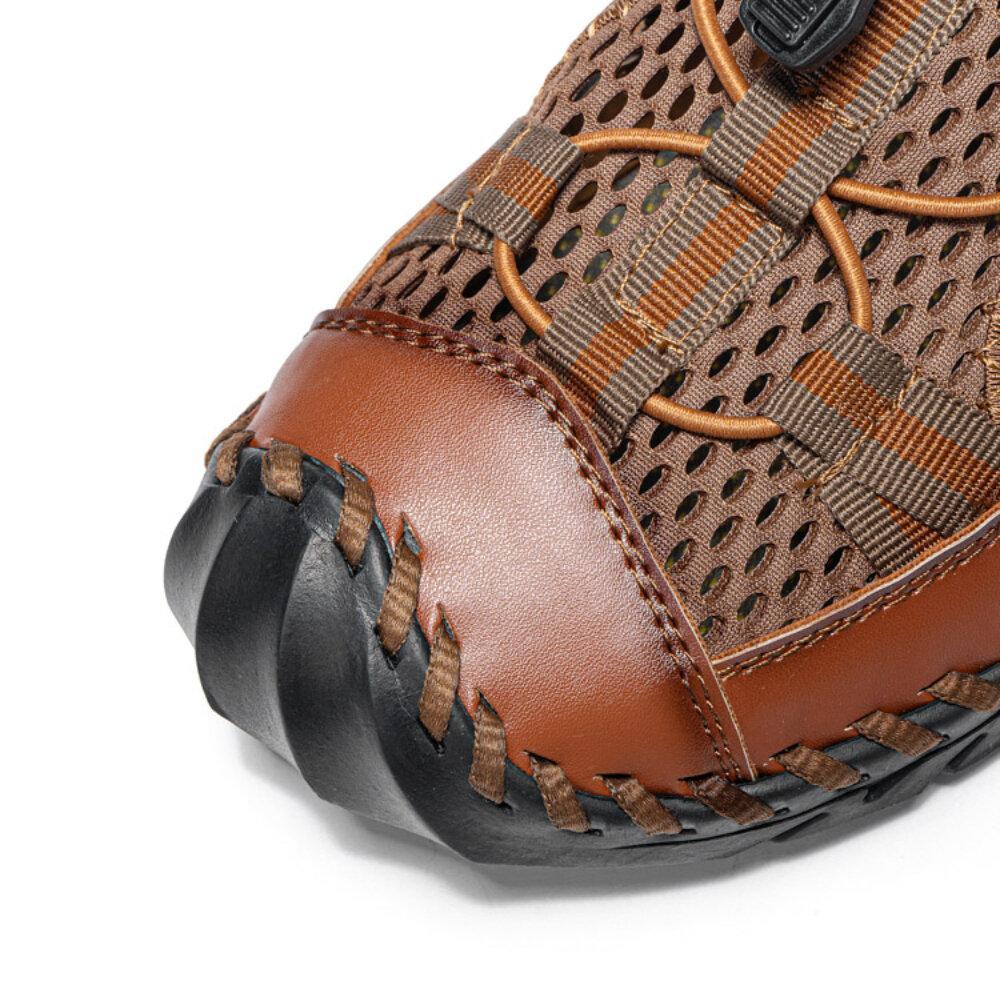 Men's Closed Toe Mesh Splicing Water Shoes Outdoor Microfiber Leather Sandals