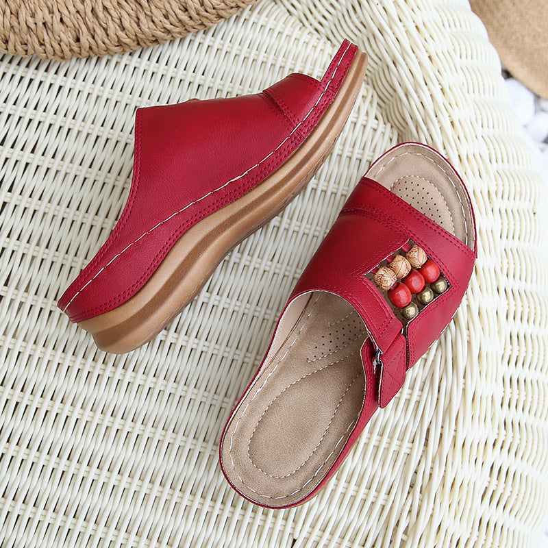 Orthopedic Wedge Heel Slip On Open Toe Mules Sandals Womens Slipper