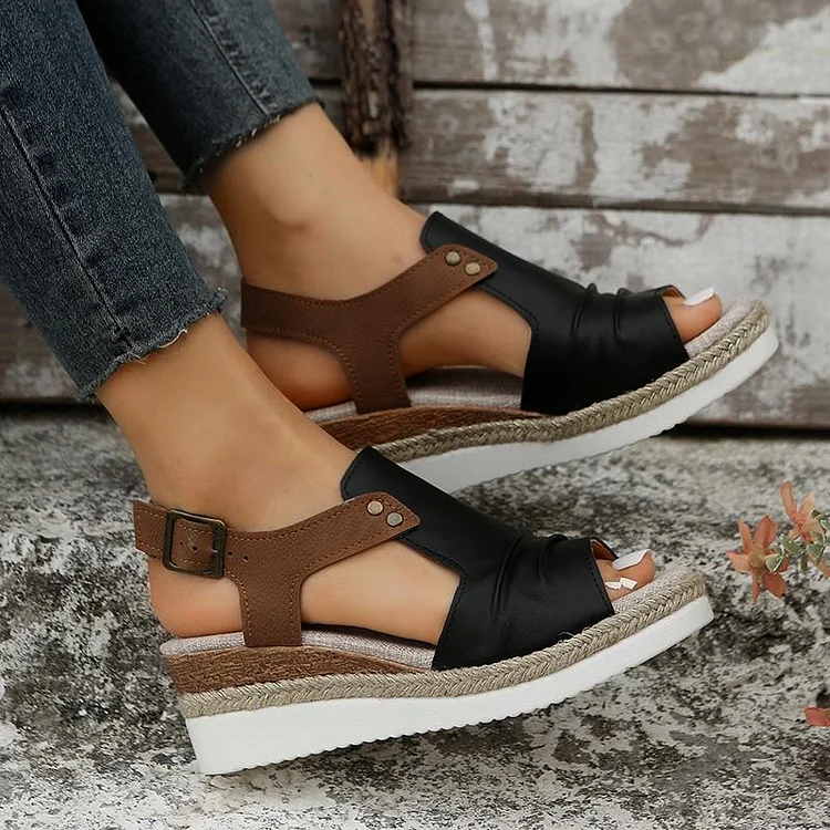 Women's Thick-Soled Buckle Wedge Sandals