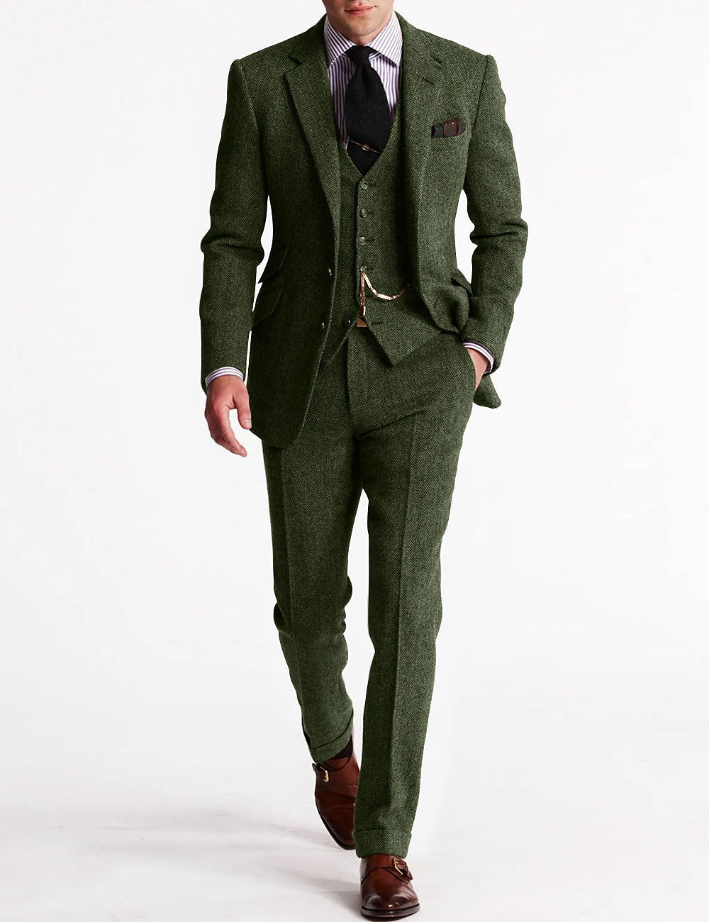 Men's Tweed 3-Piece Tuxedo Suit