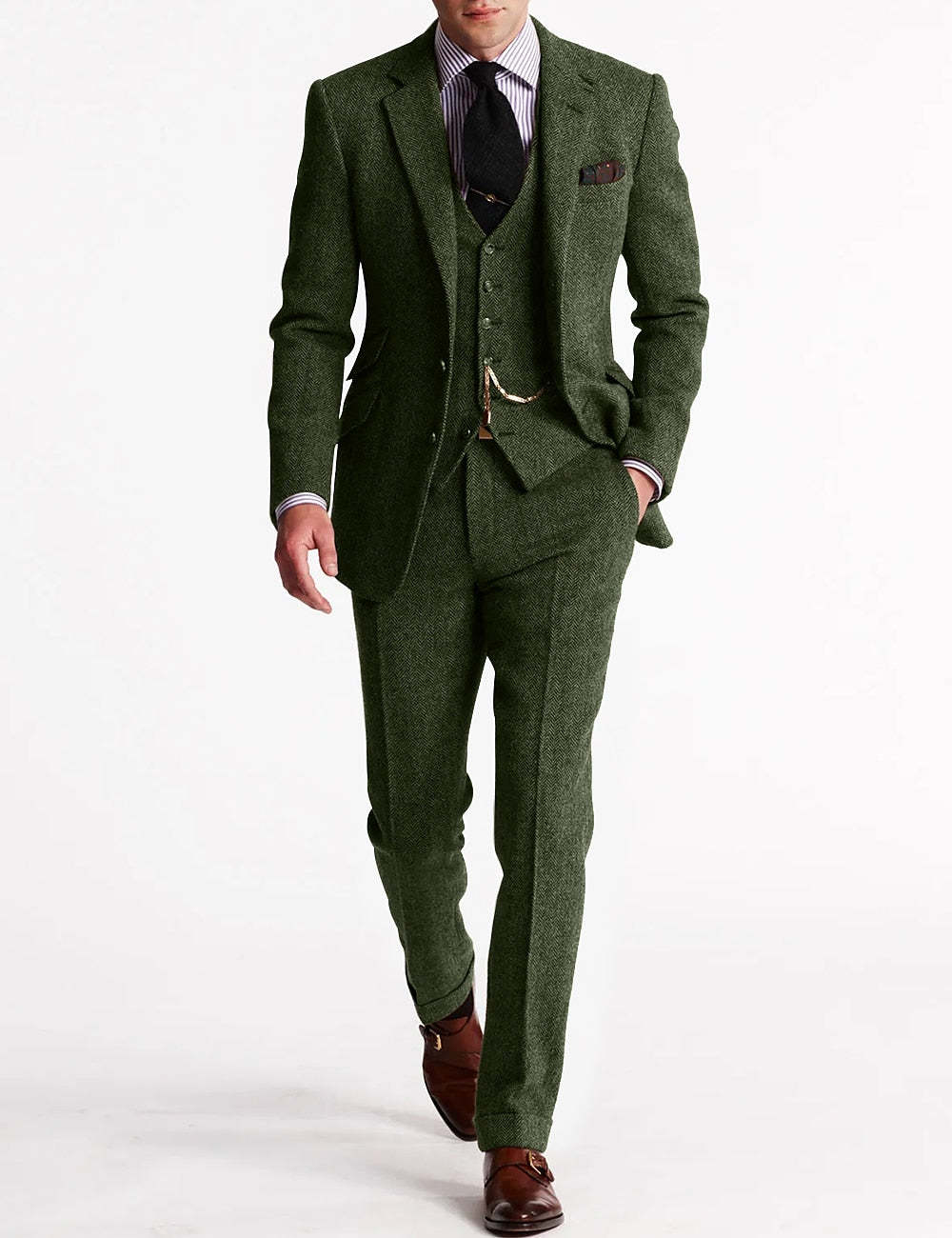 Men's Tweed 3-Piece Tuxedo Suit