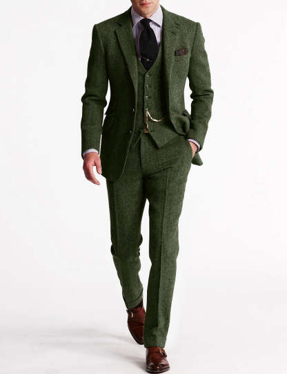 Men's Tweed 3-Piece Tuxedo Suit