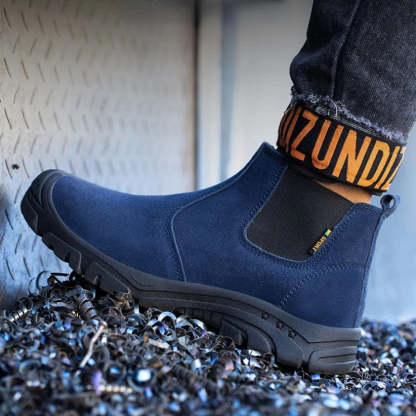 Anti-smashing Men Work Ankle Boots Suede Steel Toe Orthopedic Shoes
